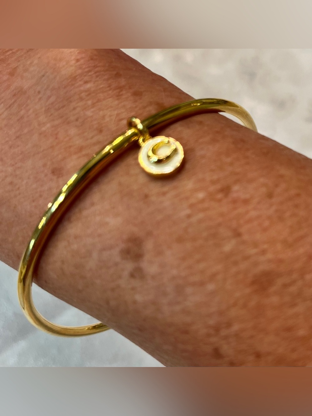 Coach Gold Tone Signature C Charm Bangle Bracelet - Picture 4 of 8